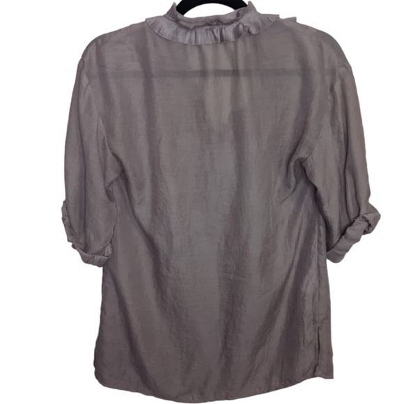 Ann Taylor LOFT Women's Taupe Ruffle Blouse 👚✨ - Picture 2 of 9